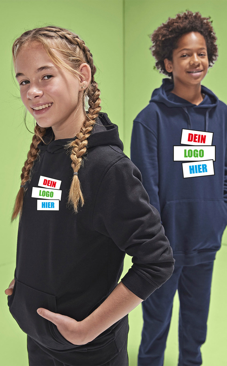 B&C Kids ID.333 Hoodie – Frontansicht | SHIRTPLUS