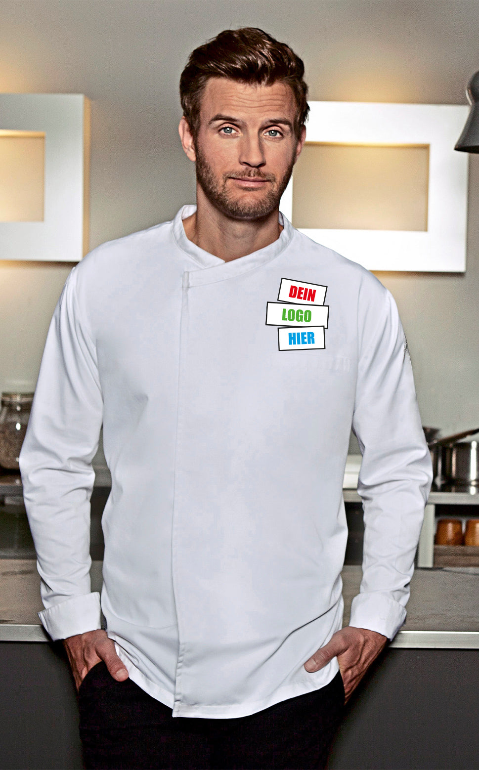 Long-sleeved wrap-around chef's shirt Basic