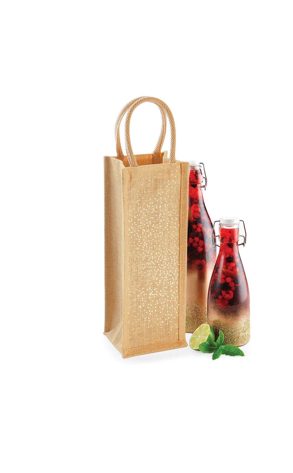 Shimmer Jute Bottle Bag