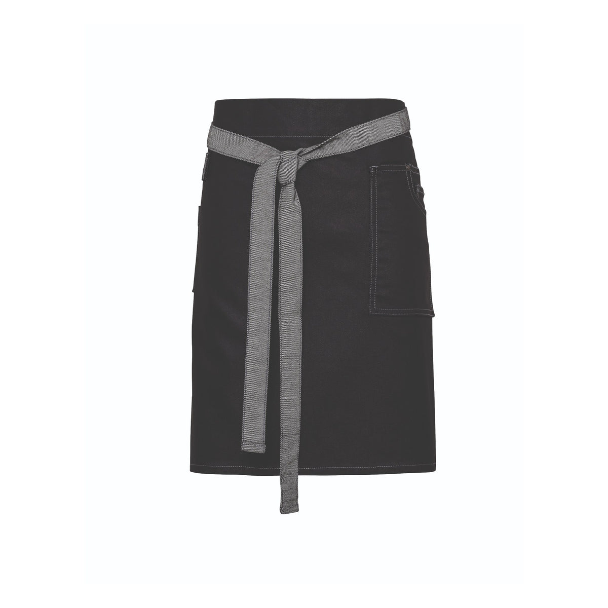 Waist apron Premier Workwear Division Waxed Look Denim Waist Apron in Black Denim – front view