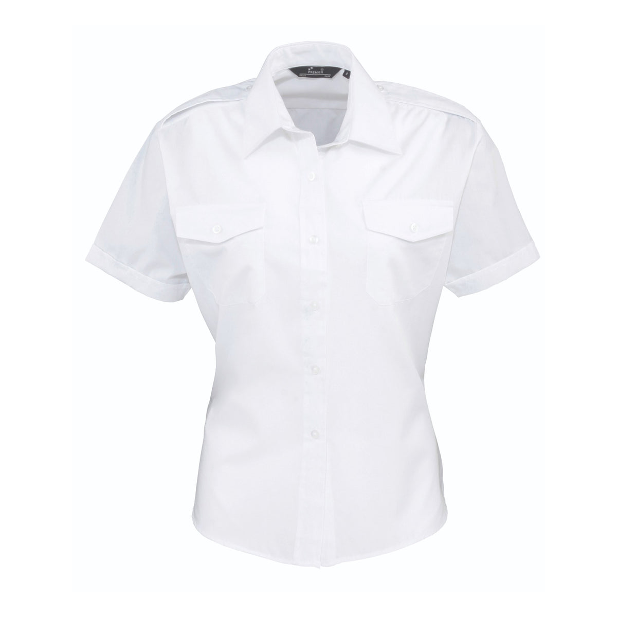 Blouse Premier Workwear Women´s Pilot Shirt Short Sleeve in White – front view