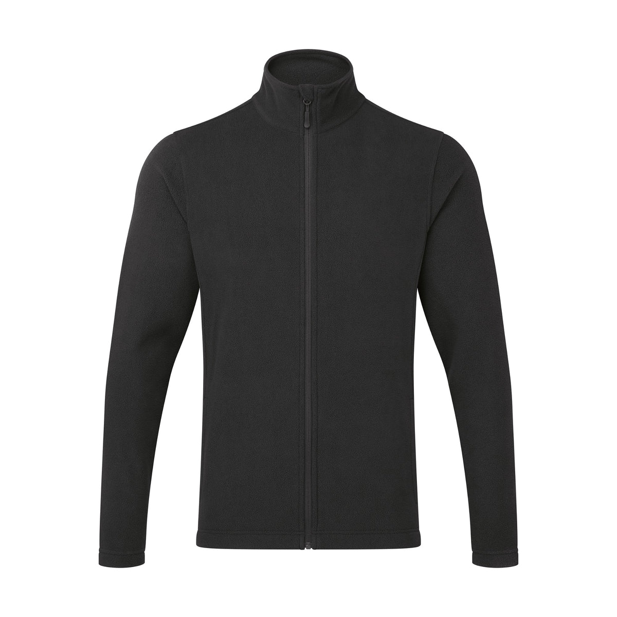 Fleecejacke Premier Workwear Men´s Recyclight Full Zip Micro Fleece in Black – Vorderansicht