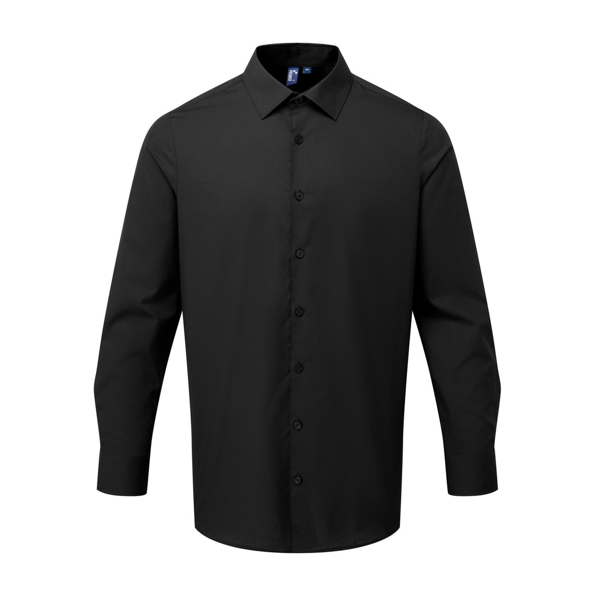 Shirt Premier Workwear Men´s Long Sleeve Recyclight Poplin Shirt in Black – front view