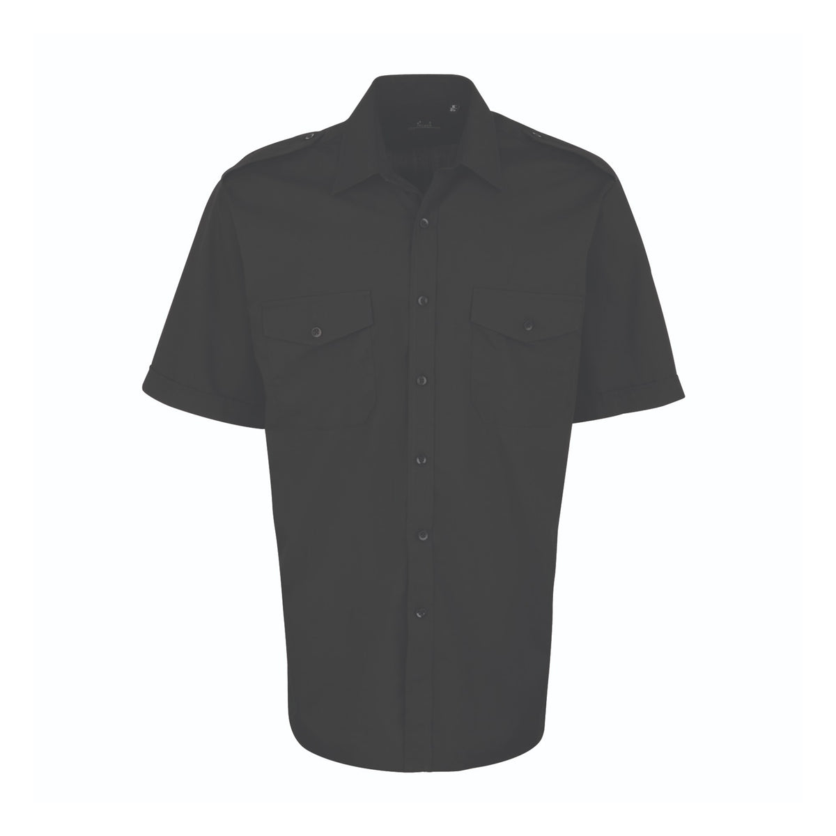 Shirt Premier Workwear Pilot Shirt Short Sleeve in Black – front view