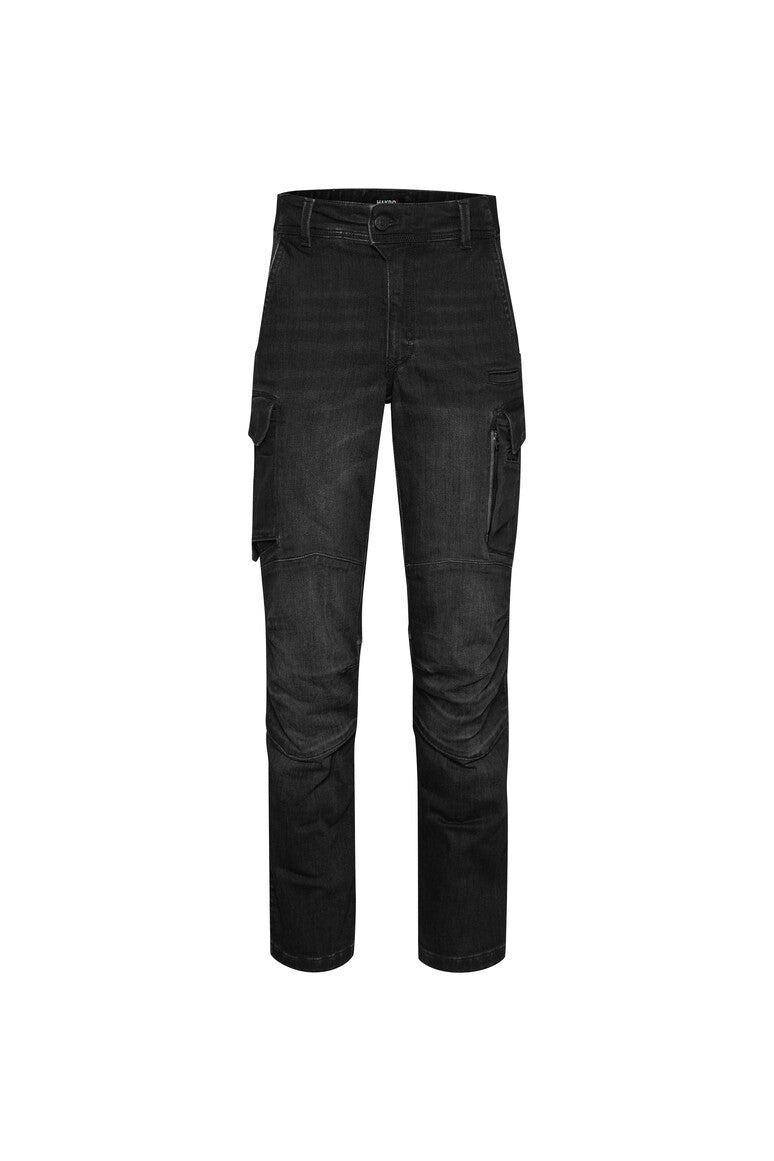 HAKRO X-Stretch Cargo Performance Jeans 734L long sizes in black – front view