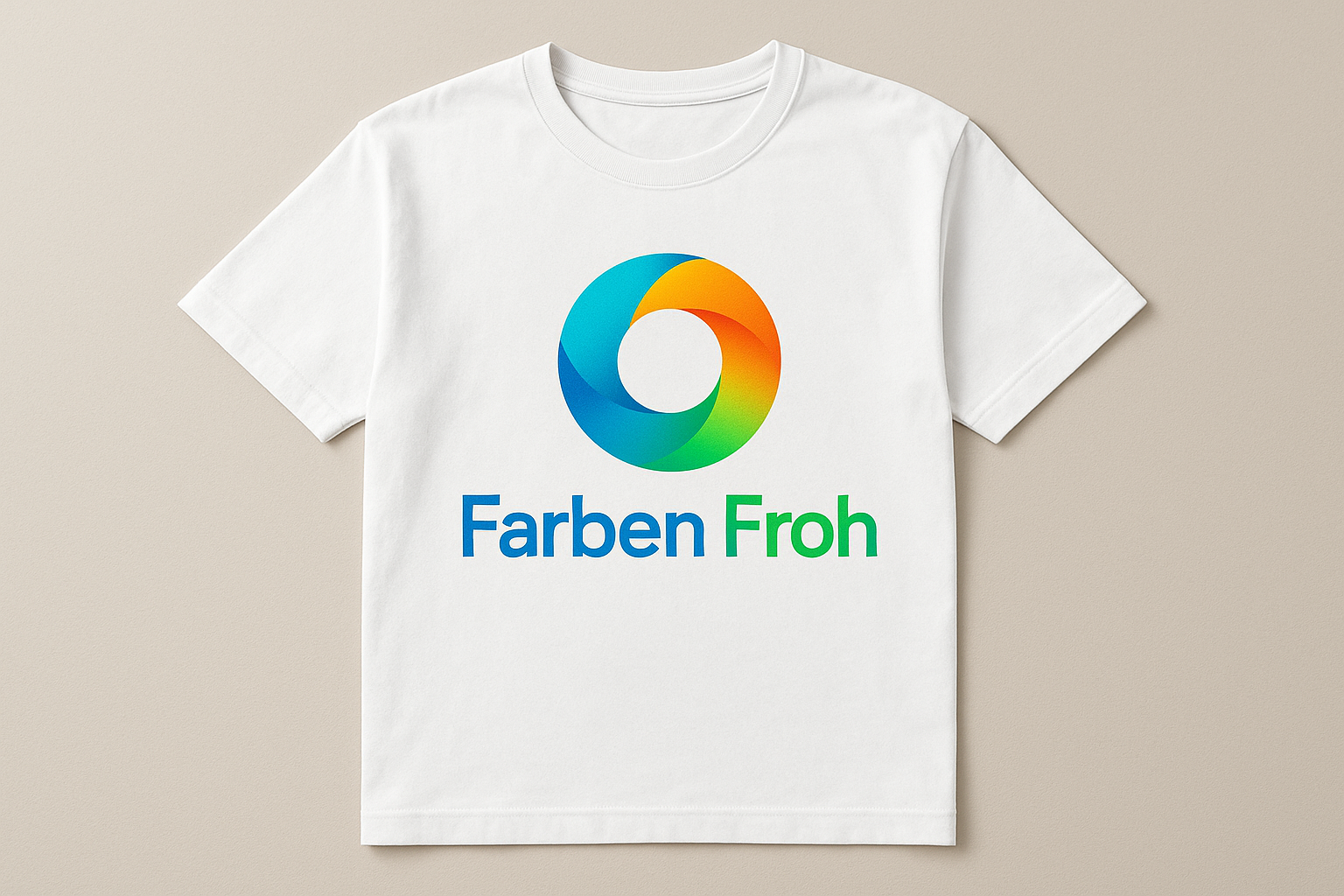 jetzt noch unter dem Signet den Firmen Namen "Farben Froh", hier soll Farben in Blau sein und Froh in Grün.