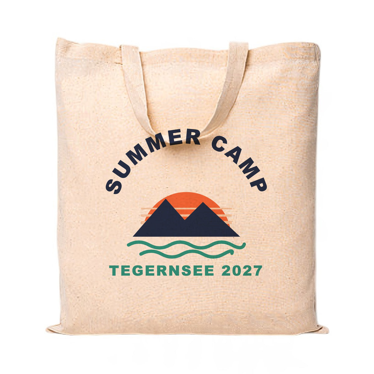 Mit KI bearbeitet: Baumwolltasche Printwear XT100N in Natural mit 3-farbigem Siebdruck, Vorderansicht