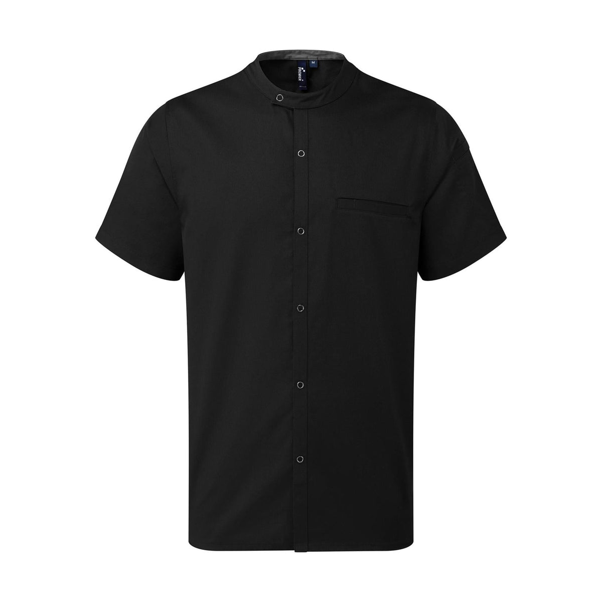 Chef's shirt Premier Workwear Chef´s Recycled Short Sleeve Shirt in Black – front view