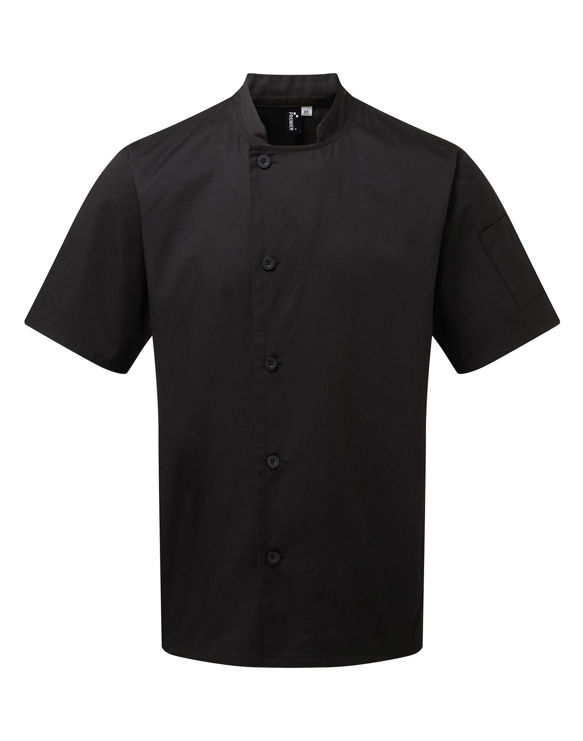 Kochjacke Premier Workwear Essential Short Sleeve Chef´s Jacket in Black – Vorderansicht