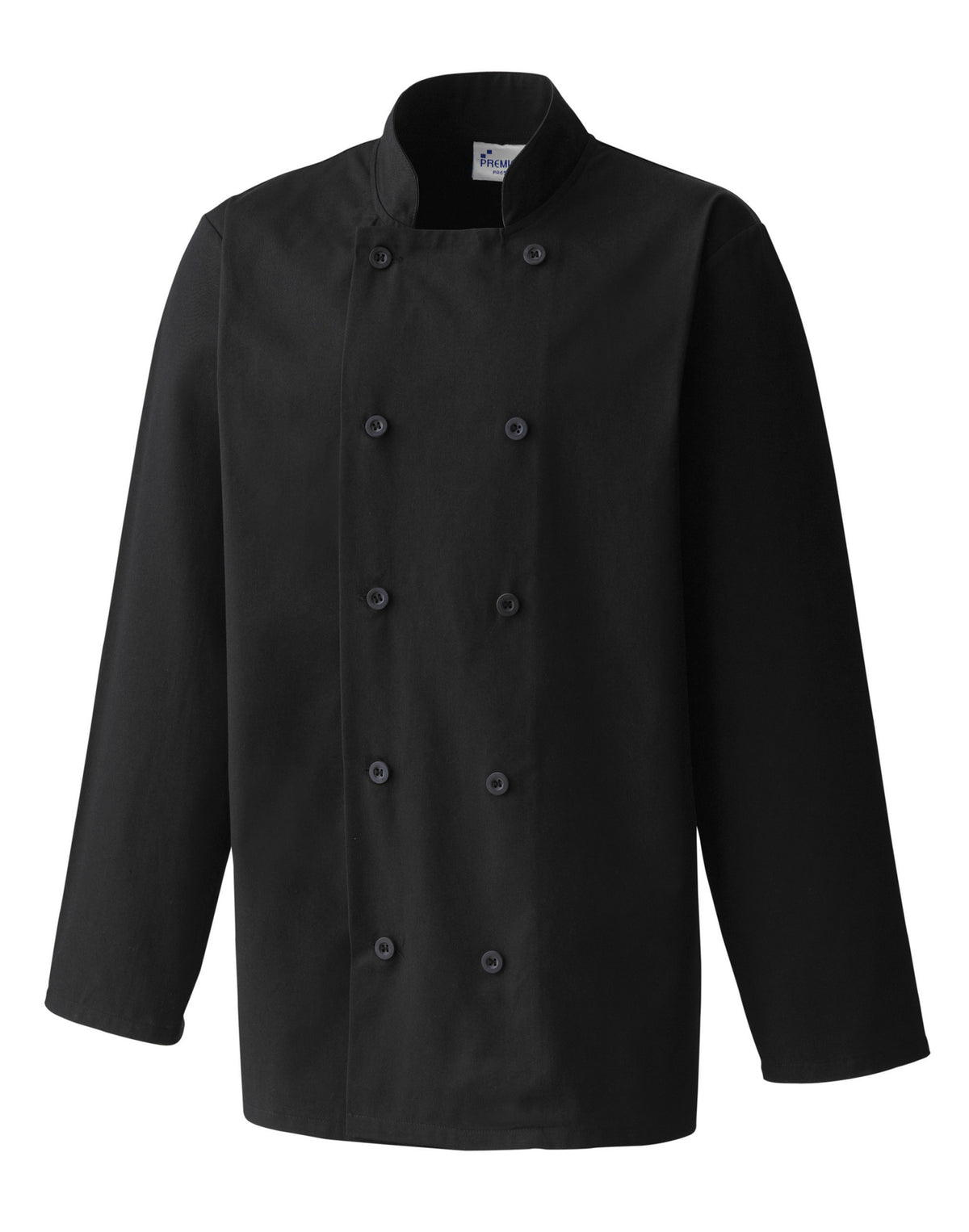 Kochjacke Premier Workwear Long Sleeve Chef´s Jacket in Black – Vorderansicht
