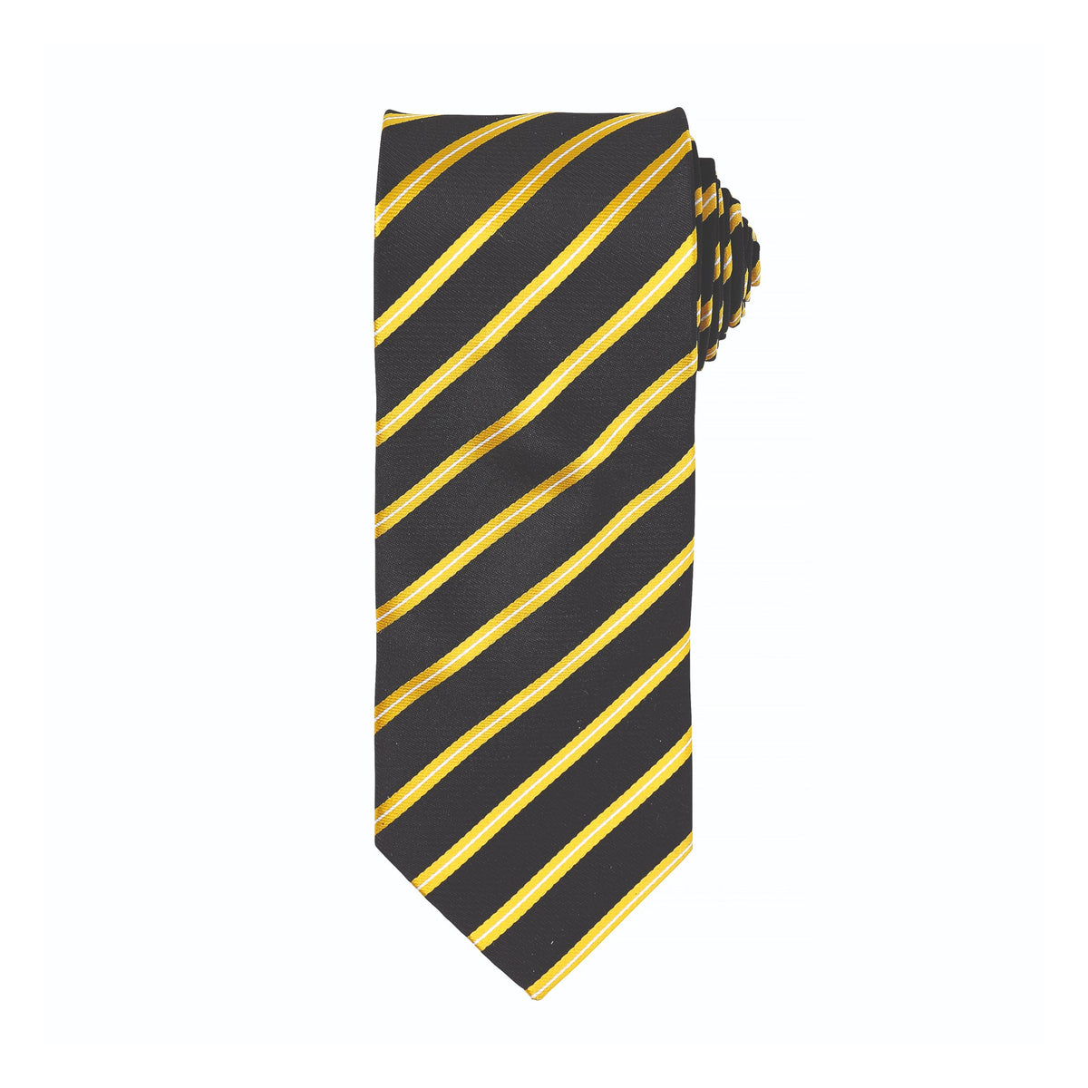 Tie Premier Workwear Sports Stripe Tie in Black/Gold – front view