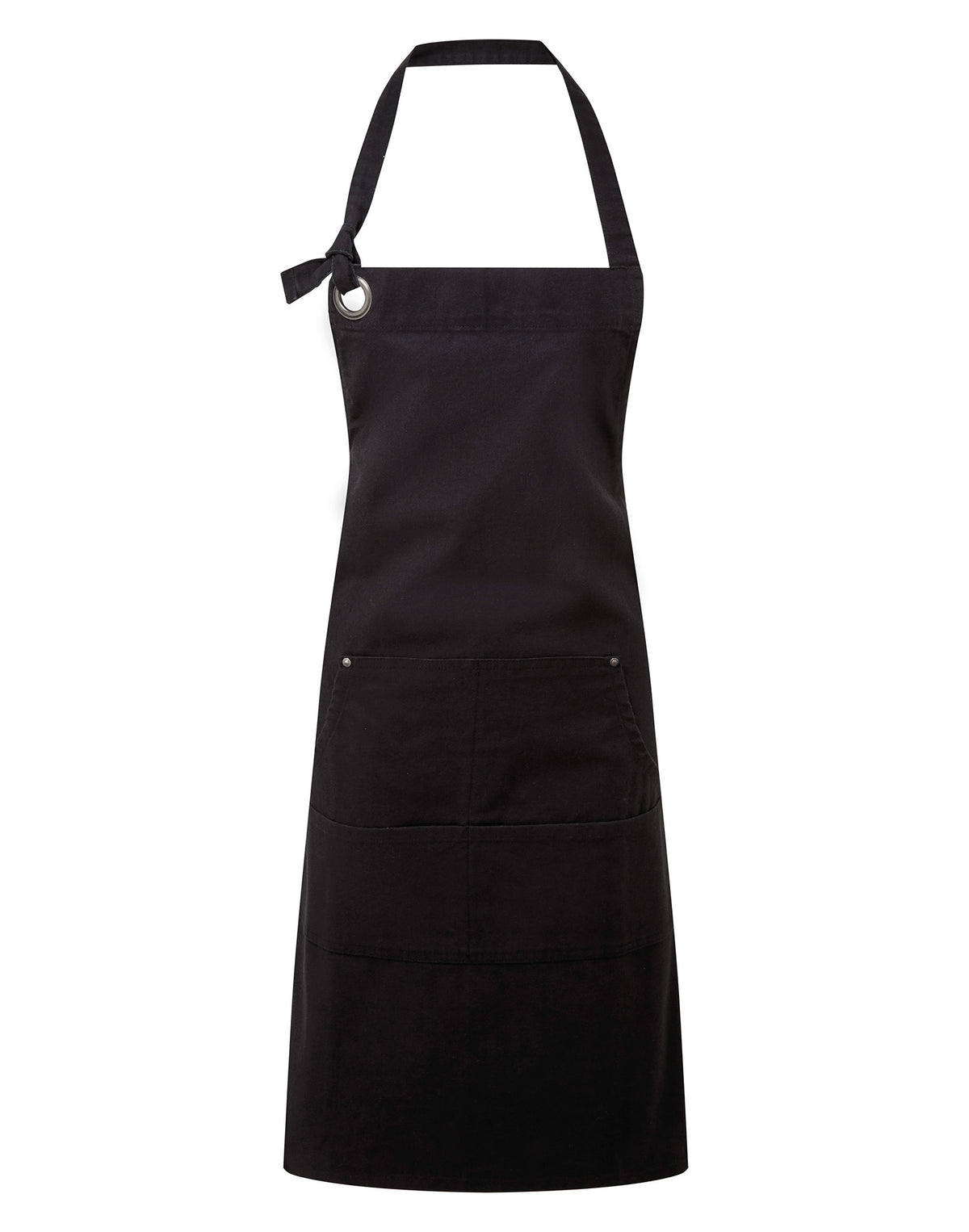Latzschürze Premier Workwear Calibre Canvas Pocket Apron in Black – Vorderansicht
