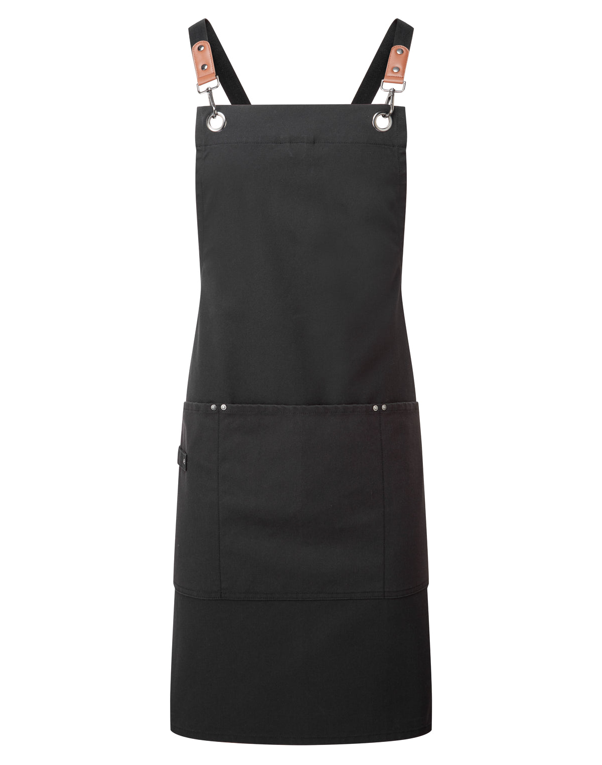 Latzschürze Premier Workwear Clip n Clasp Cross-Back Apron in Black – Vorderansicht