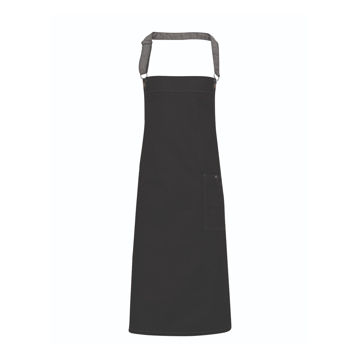 Bib apron Premier Workwear District Waxed Look Denim Bib Apron in Black Denim – front view