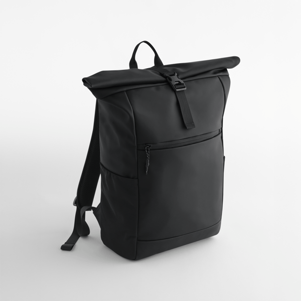 Rucksack BagBase Athlux Roll-Top Backpack in Black – Vorderansicht