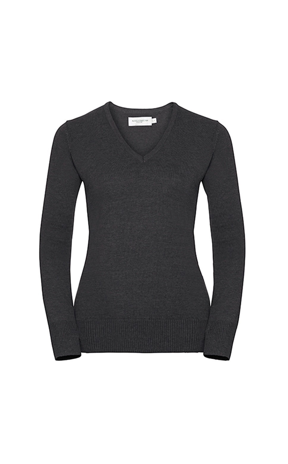 SHIRTPLUS Strickpullover für Damen mit V-Ausschnitt, aus pflegeleichtem Baumwollmischgewebe in Anthrazit.