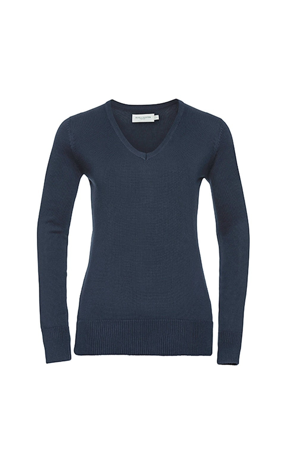 SHIRTPLUS Damen Strickpullover mit V-Ausschnitt aus pflegeleichtem Baumwollgemisch in Dunkelblau