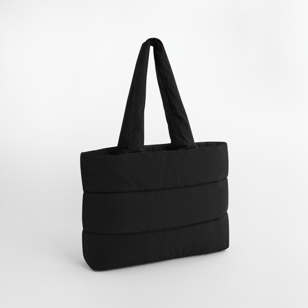 Tragetasche BagBase Quilted Tote Bag in Black – Vorderansicht