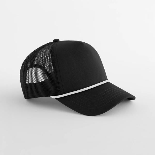 Cap Beechfield 5 Panel Rope Trucker in Black/White – Produktansicht