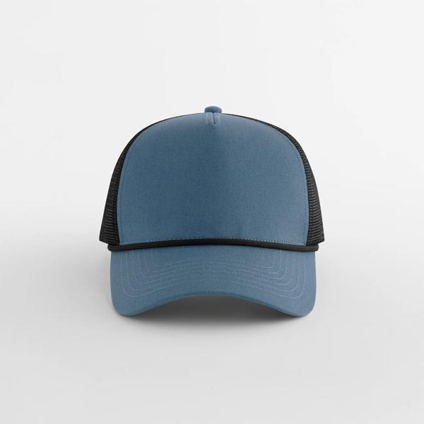 Cap Beechfield 5 Panel Rope Trucker in Slate Blue/Black – Vorderansicht
