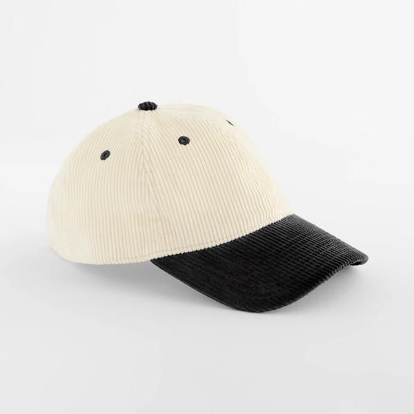 Cap Beechfield Contrast Peak Corduroy in Natural/Black – Produktansicht