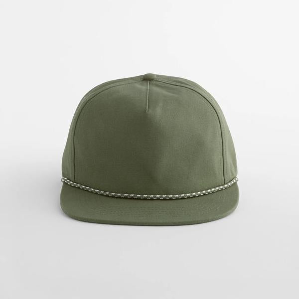 Cap Beechfield EarthAware® Organic Cotton 5 Panel Rope in Olive Green – Vorderansicht