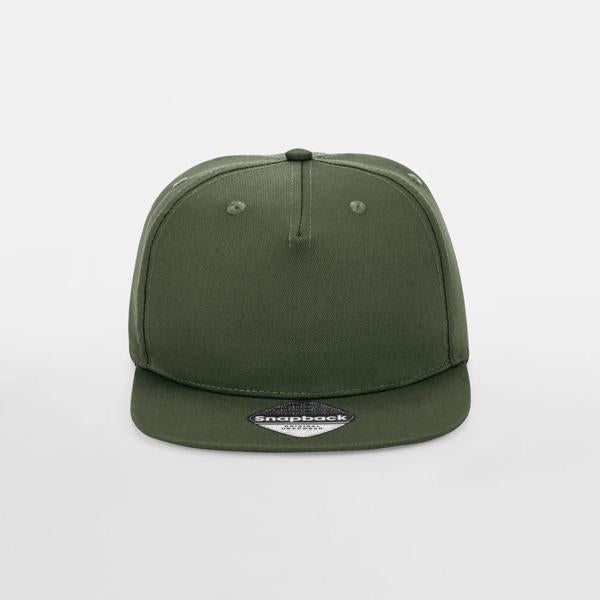 Cap Beechfield 5 Panel Snapback Rapper in Olive Green – Vorderansicht