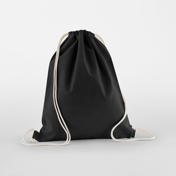 Turnbeutel Westford Mill Organic Cotton InCo. Gymsac in Black – Vorderansicht