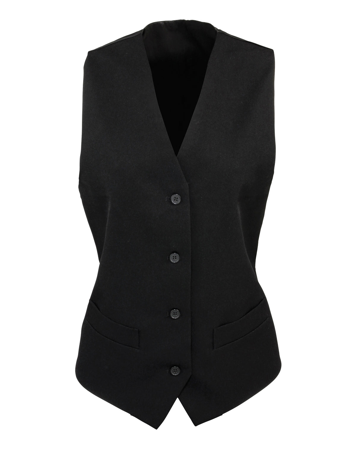 Weste Premier Workwear Women´s Lined Polyester Waistcoat in Black – Vorderansicht