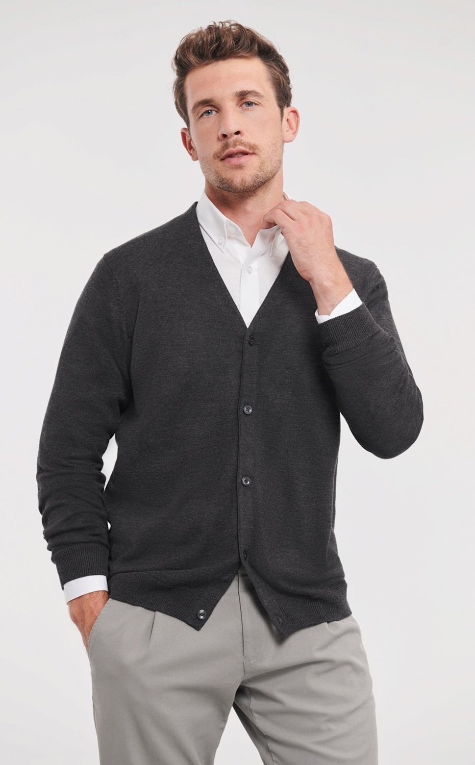 Men´s V-Neck Knitted Cardigan-Black