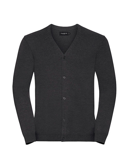 Men´s V-Neck Knitted Cardigan-Charcoal Marl