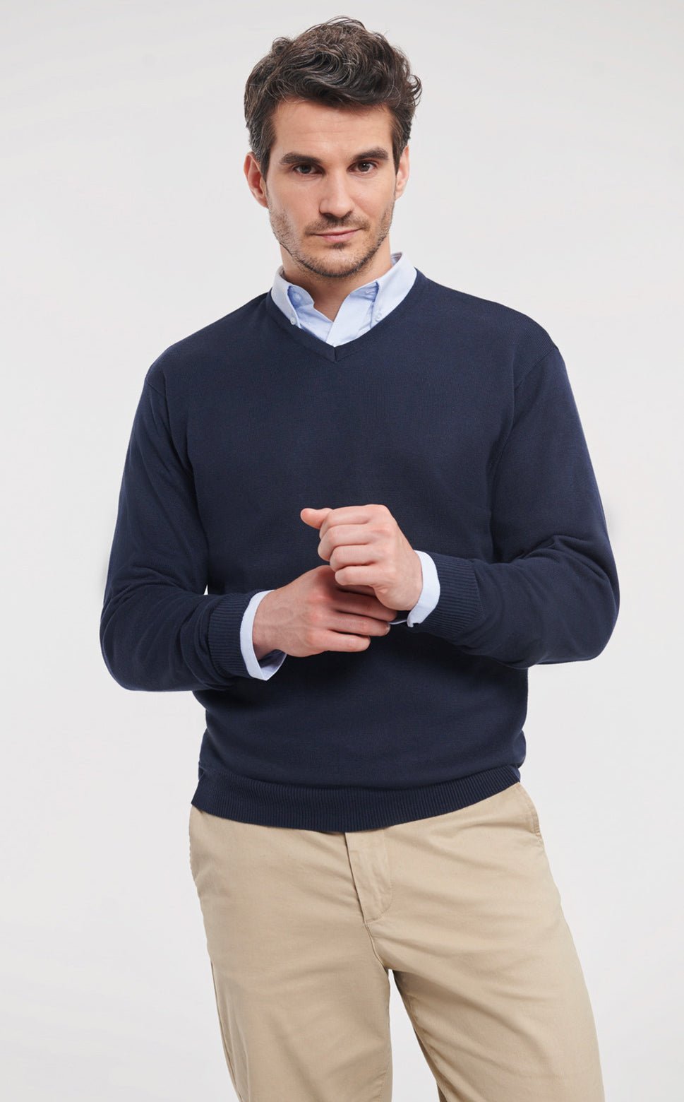 Men´s V-Neck Knitted Pullover-Black