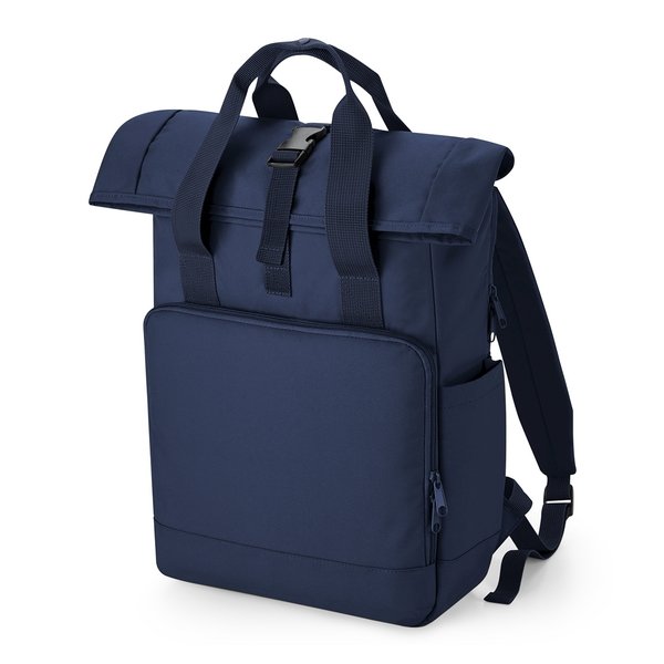 Recycled Twin Handle Roll-Top Laptop Backpack-Navy Dusk