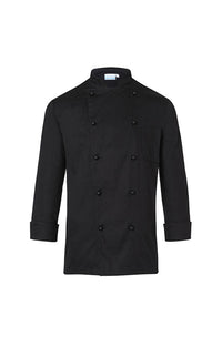 Karlowsky Kochjacke Basic KY009 in Schwarz – Frontdetail | SHIRTPLUS – Bild 2
