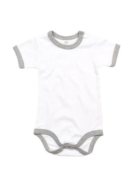 Body Baby Ringer Bodysuit White / Heather Grey Melange – Babybody | SHIRTPLUS – Bild 4