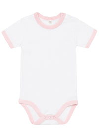 Body Baby Ringer Bodysuit White / Powder Pink – Babybody | SHIRTPLUS – Bild 6