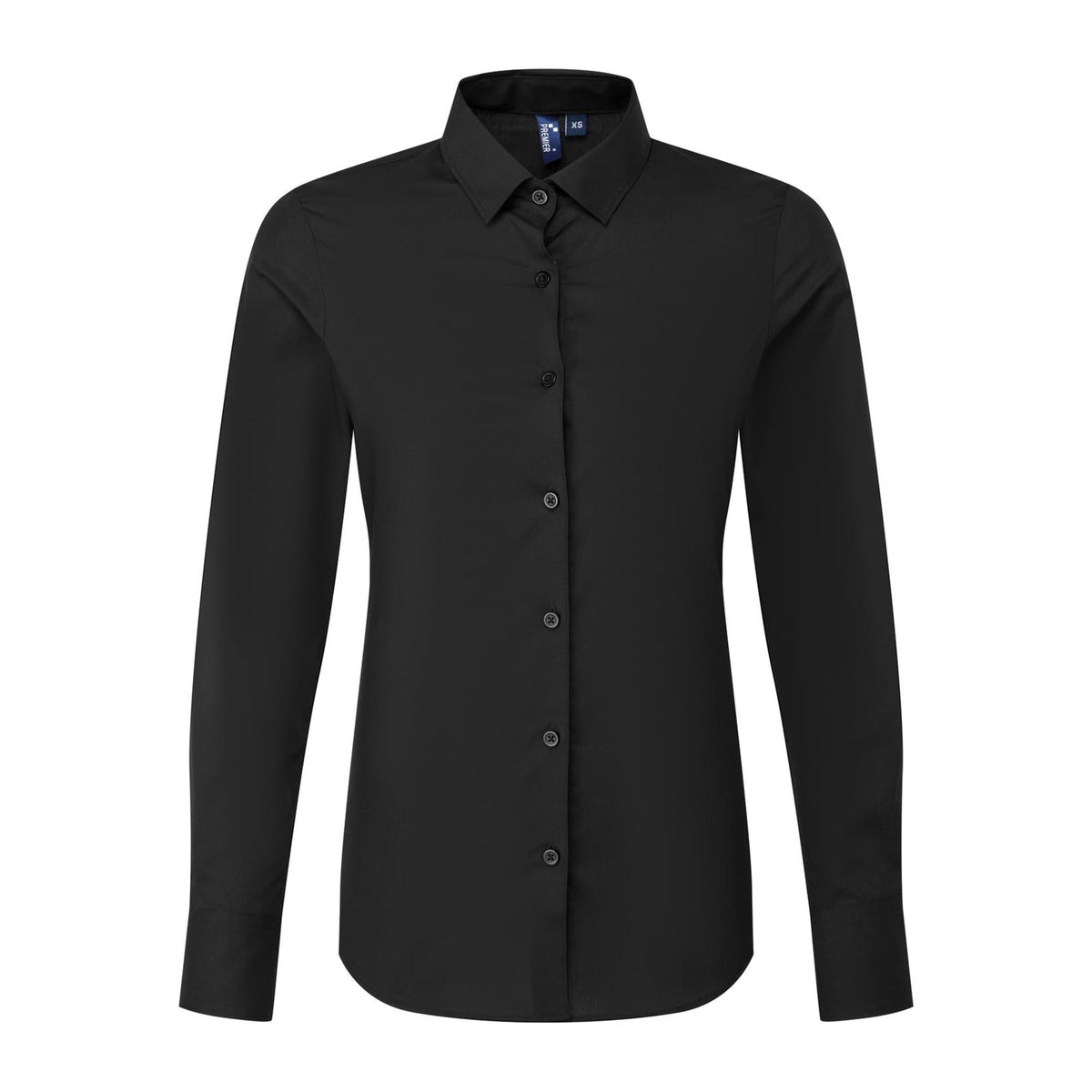 Blouse Premier Workwear Women´s Long Sleeve Recyclight Poplin Shirt in Black – front view
