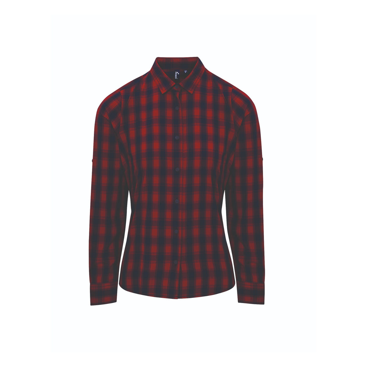 Blouse Premier Workwear Women´s Mulligan Check Cotton Long Sleeve Shirt in Red/Navy – front view