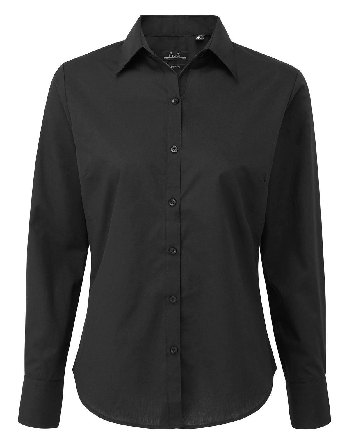 Bluse Premier Workwear Women´s Poplin Long Sleeve Blouse in Black – Vorderansicht