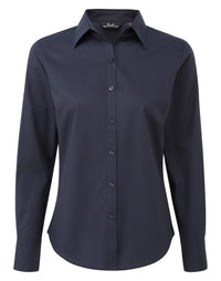 Bluse Premier Workwear Women´s Poplin Long Sleeve Blouse in Navy – Vorderansicht – Bild 10