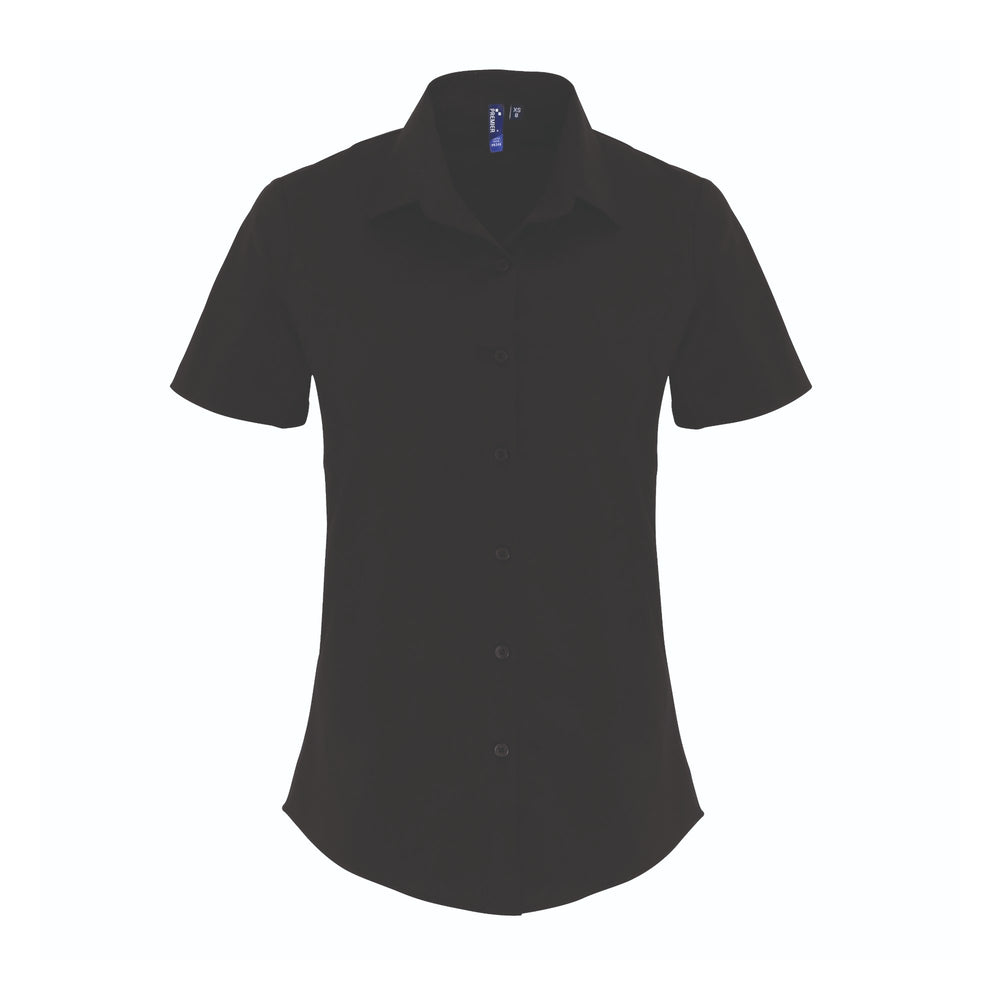 Bluse Women´s Stretch Fit Poplin Short Sleeve Cotton Shirt
