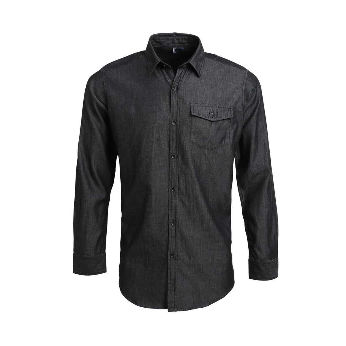 Shirt Premier Workwear Men´s Jeans Stitch Denim Shirt in Black Denim – front view