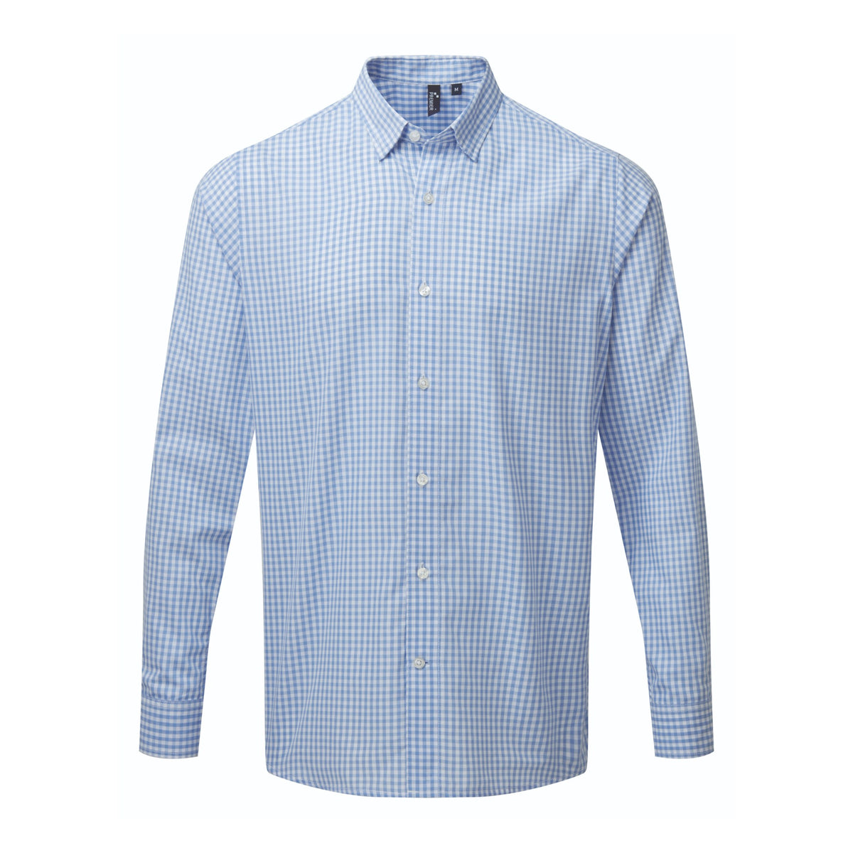 Hemd Premier Workwear Men´s Maxton Check Long Sleeve Shirt in Light Blue/White – Vorderansicht