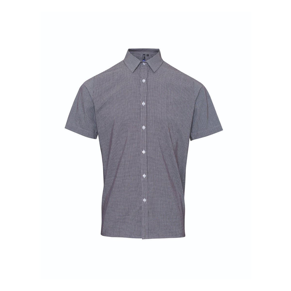 Shirt Premier Workwear Men´s Microcheck (Gingham) Short Sleeve Cotton Shirt in Black/White – front view