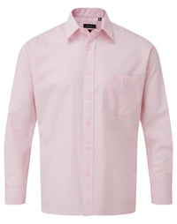Hemd Premier Workwear Men´s Poplin Long Sleeve Shirt in Pink – Vorderansicht – Bild 9