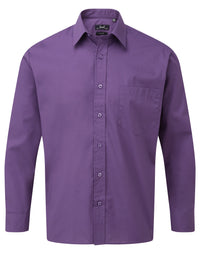 Hemd Premier Workwear Men´s Poplin Long Sleeve Shirt in Purple – Vorderansicht – Bild 10