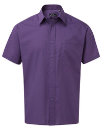 Hemd Premier Workwear Men´s Poplin Short Sleeve Shirt in Purple – Vorderansicht – Bild 10
