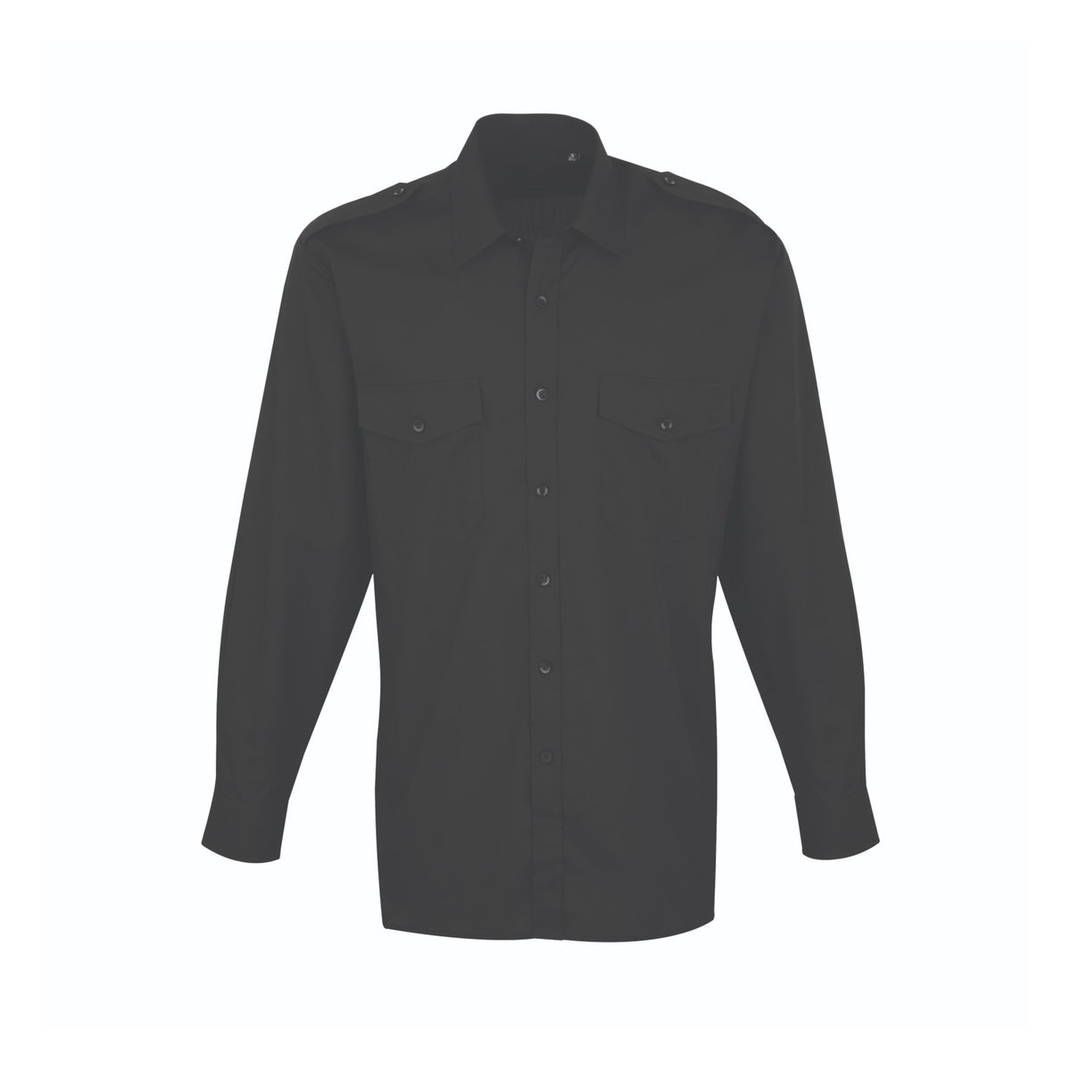 Shirt Premier Workwear Pilot Shirt Long Sleeve in Black – front view
