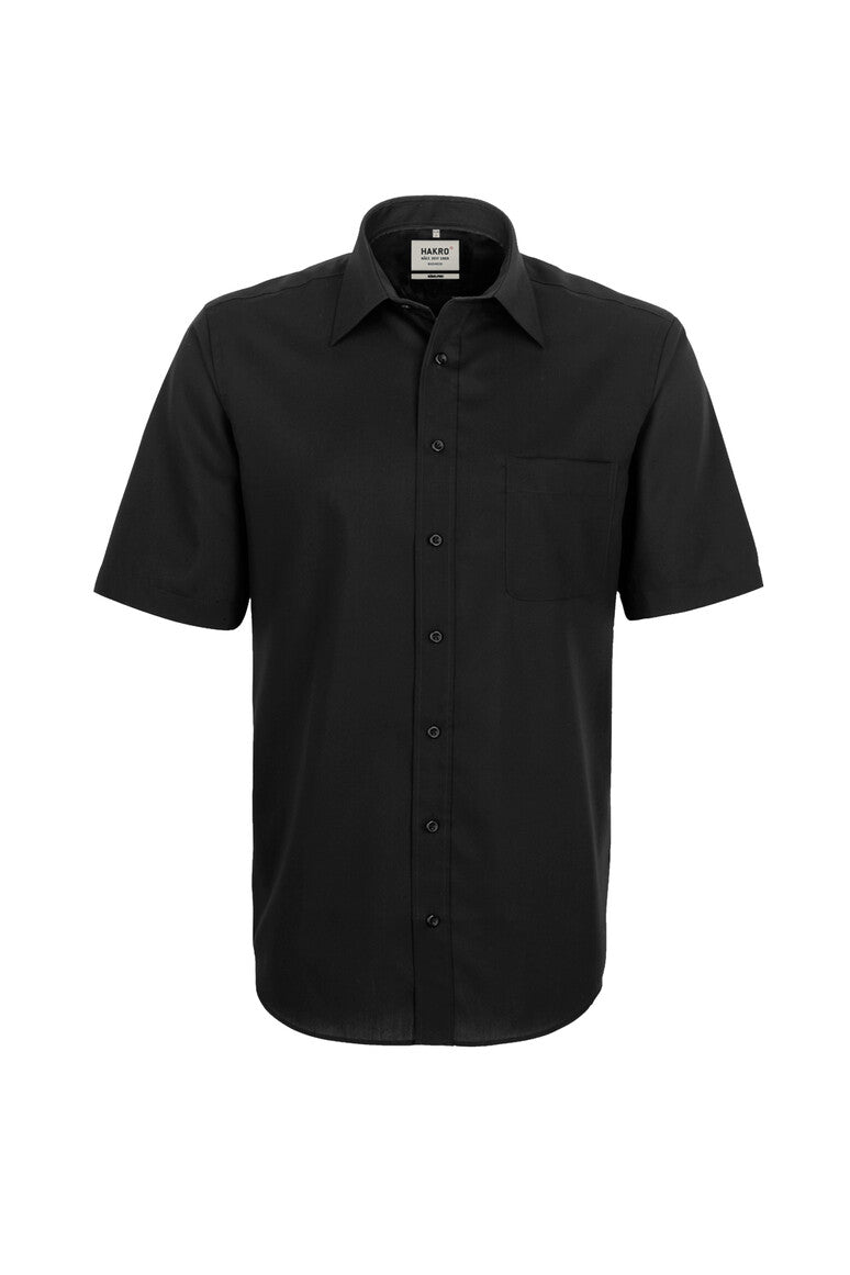 HAKRO Business Kurzarm-Hemd Comfort 107 in Schwarz – Vorderansicht