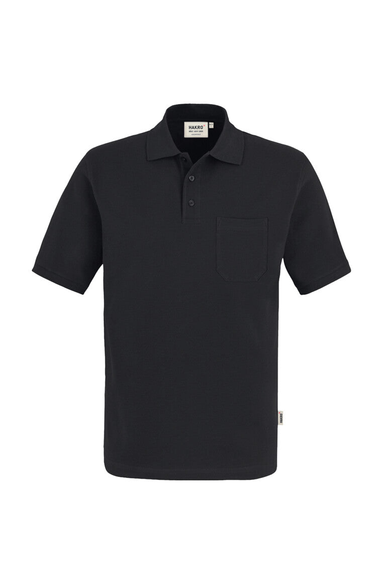 Poloshirt HAKRO Pocket-Polo Top 802 in Schwarz – Vorderansicht